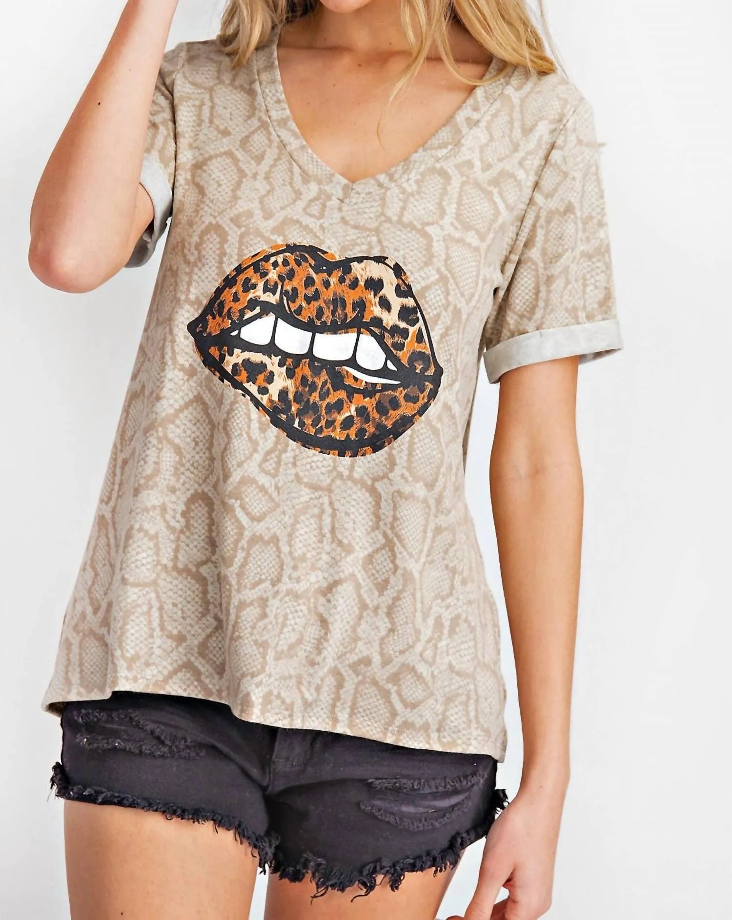 143 Story - Snake & Leopard Lips Top
