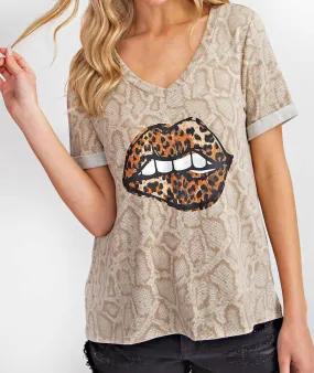 143 Story - Snake & Leopard Lips Top