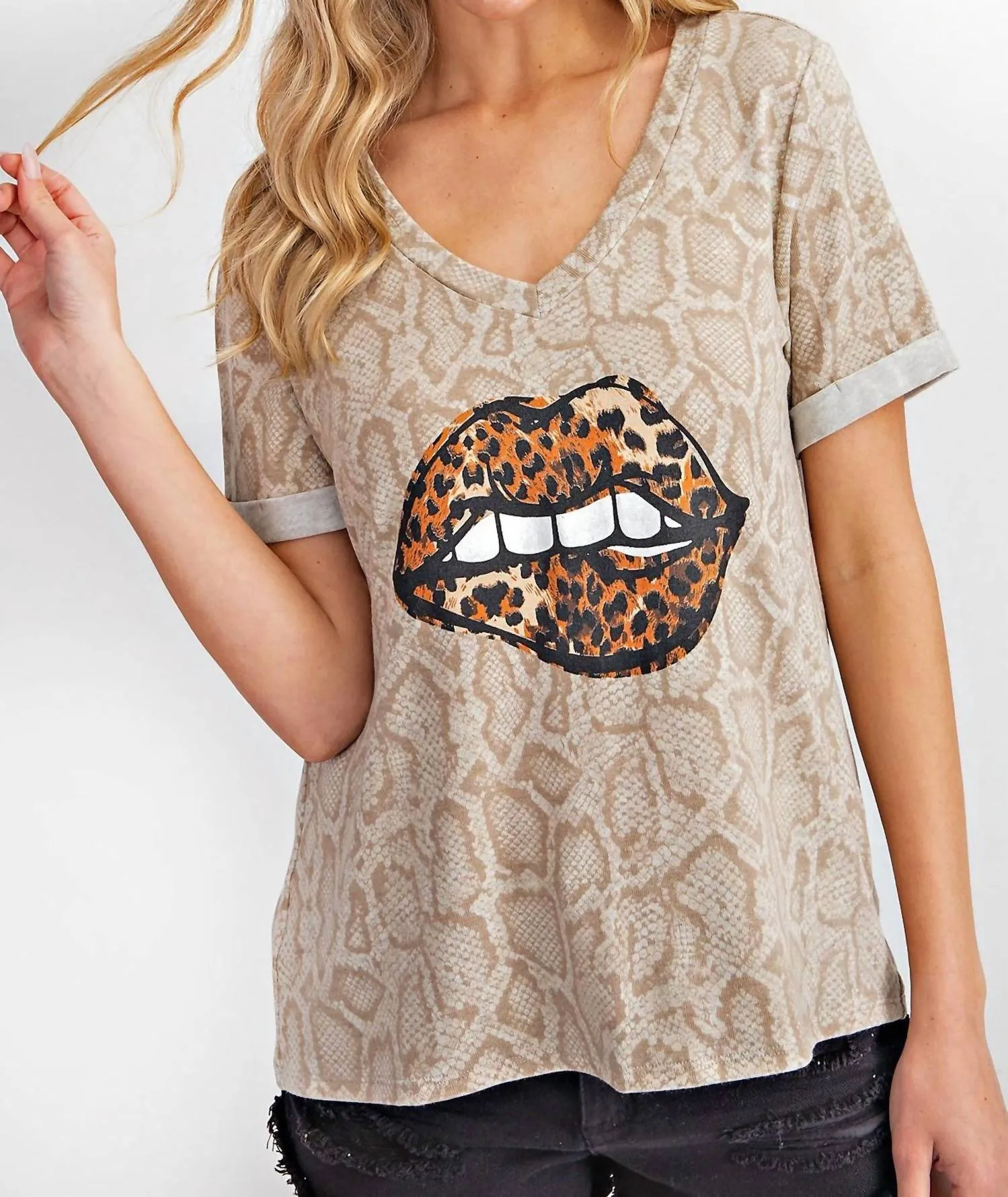 143 Story - Snake & Leopard Lips Top