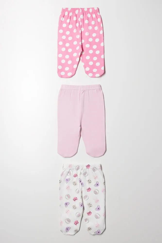 3 Pack Leggings Pink And White