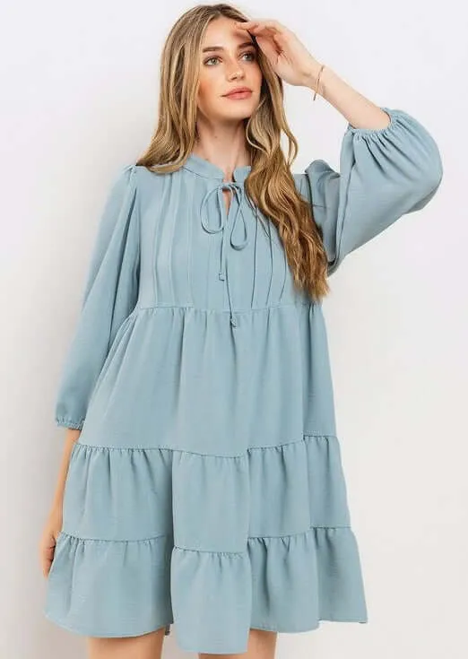 Beautiful in Blue Flowy Dress CLEARANCE FINAL SALE