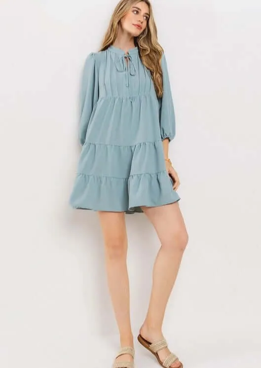 Beautiful in Blue Flowy Dress CLEARANCE FINAL SALE