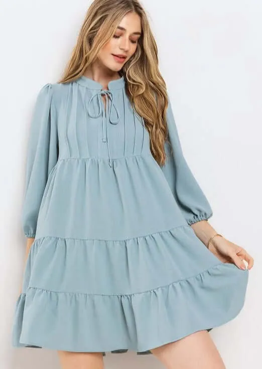 Beautiful in Blue Flowy Dress CLEARANCE FINAL SALE