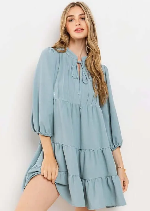 Beautiful in Blue Flowy Dress CLEARANCE FINAL SALE