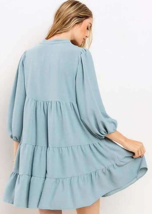 Beautiful in Blue Flowy Dress CLEARANCE FINAL SALE