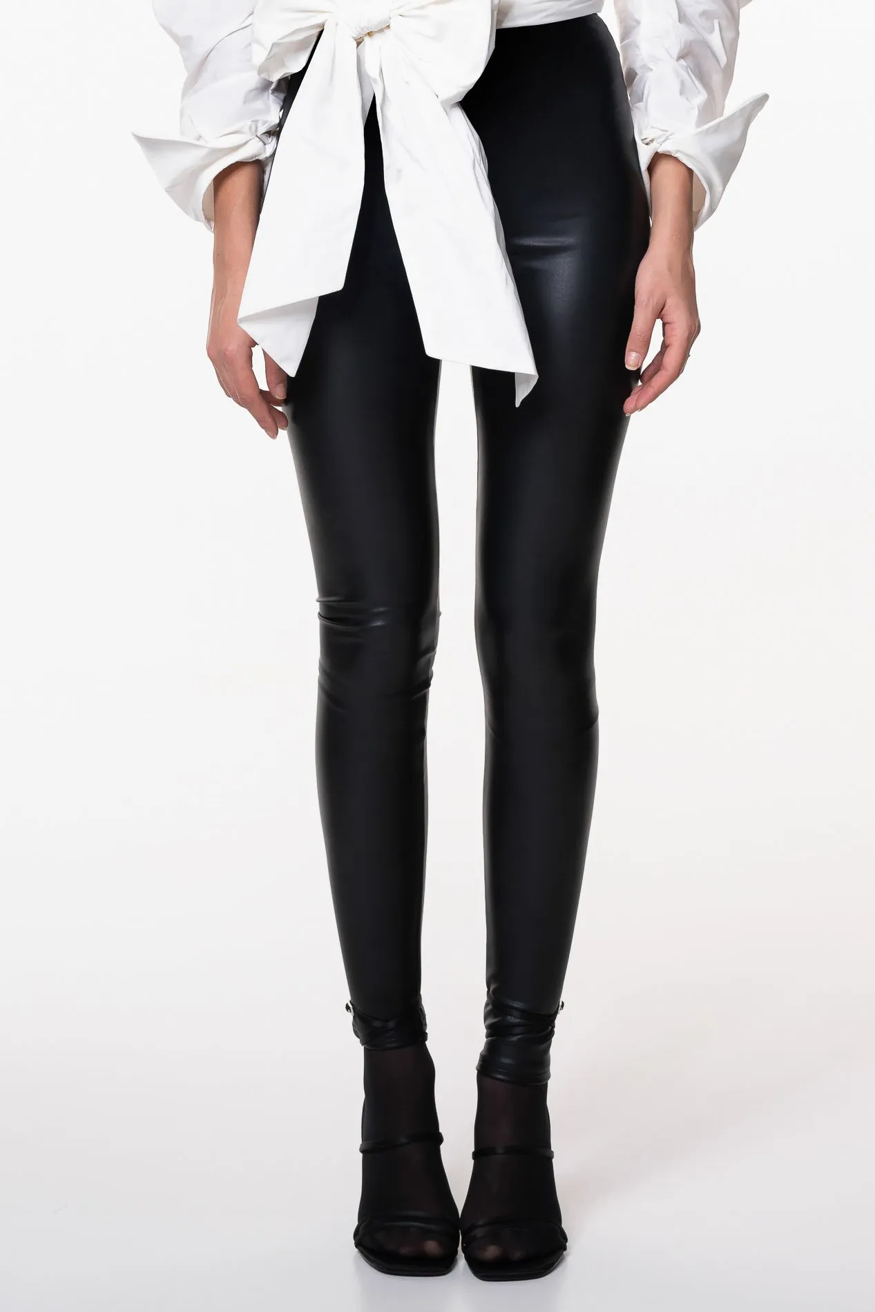 Black Stretchy Vegan Leather Leggings