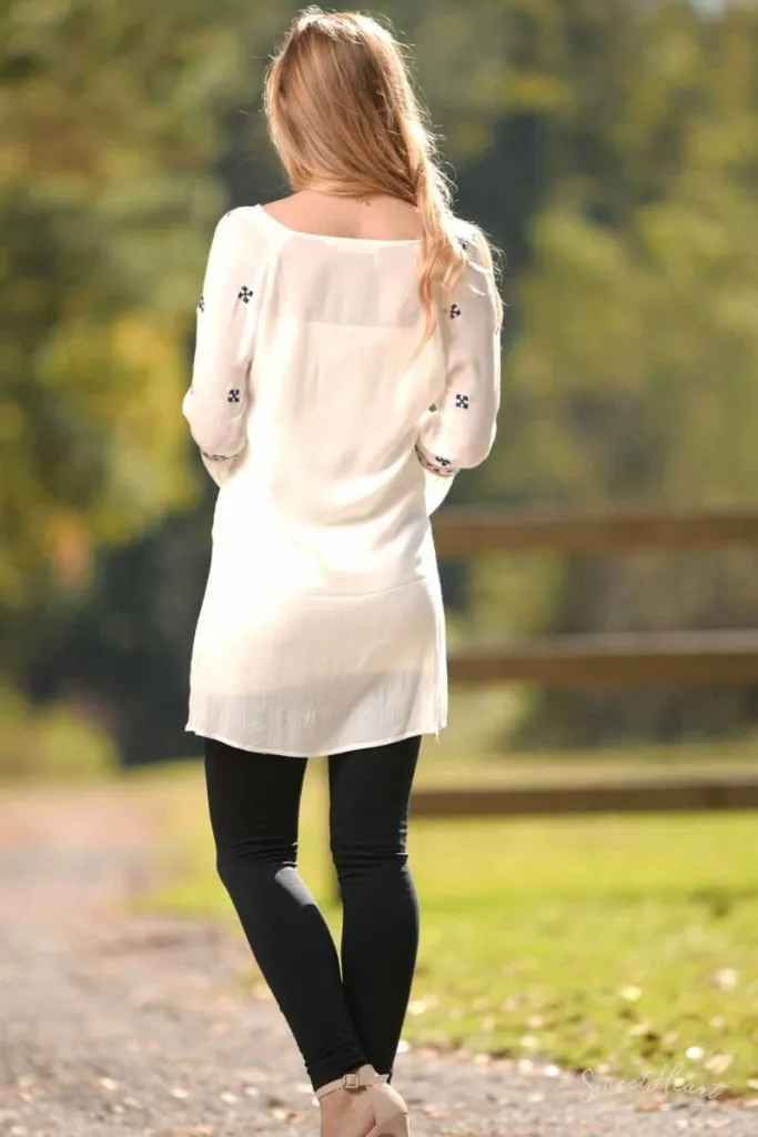 Breath of Fresh Air - Accent Tunic Off White