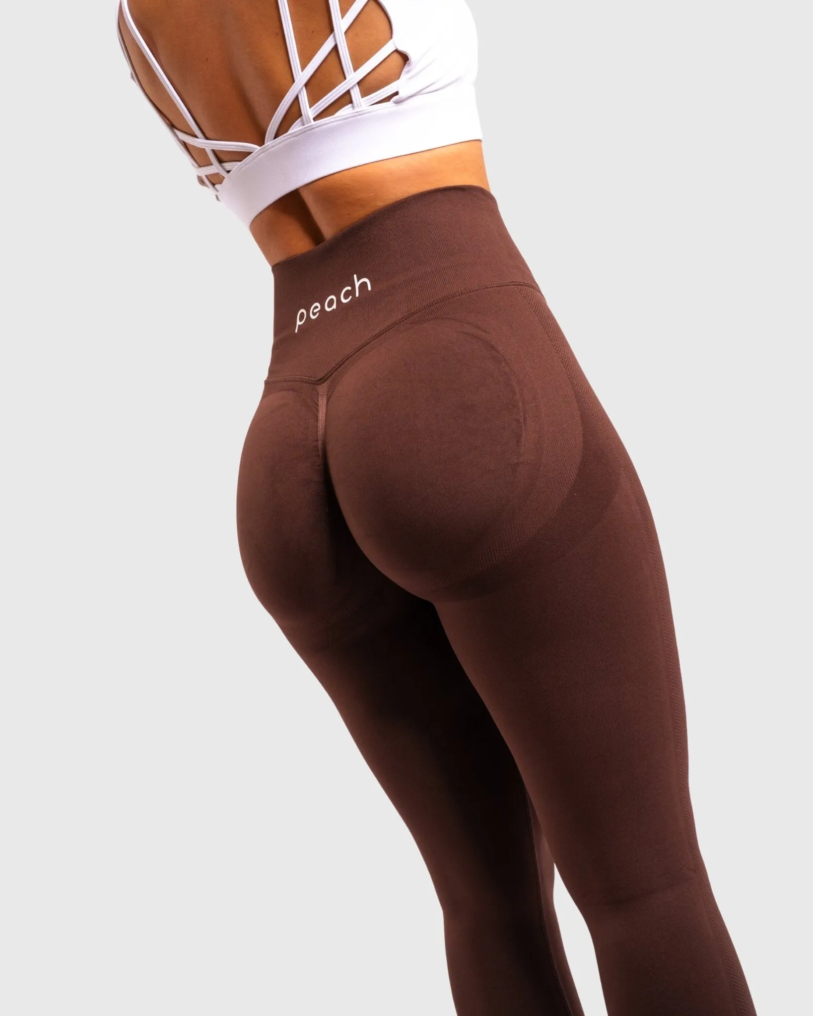 Brown Solid-Mid Waist Tights