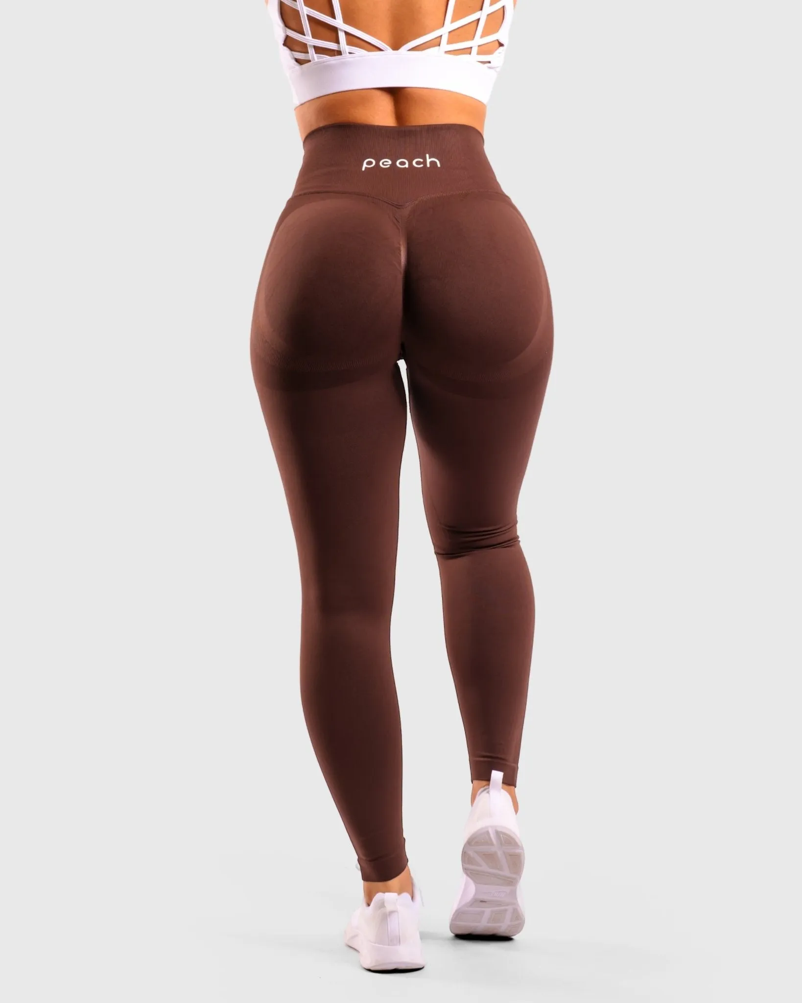 Brown Solid-Mid Waist Tights