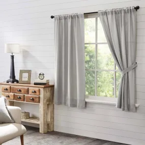 Burlap Dove Grey Short Panel Curtains 63"