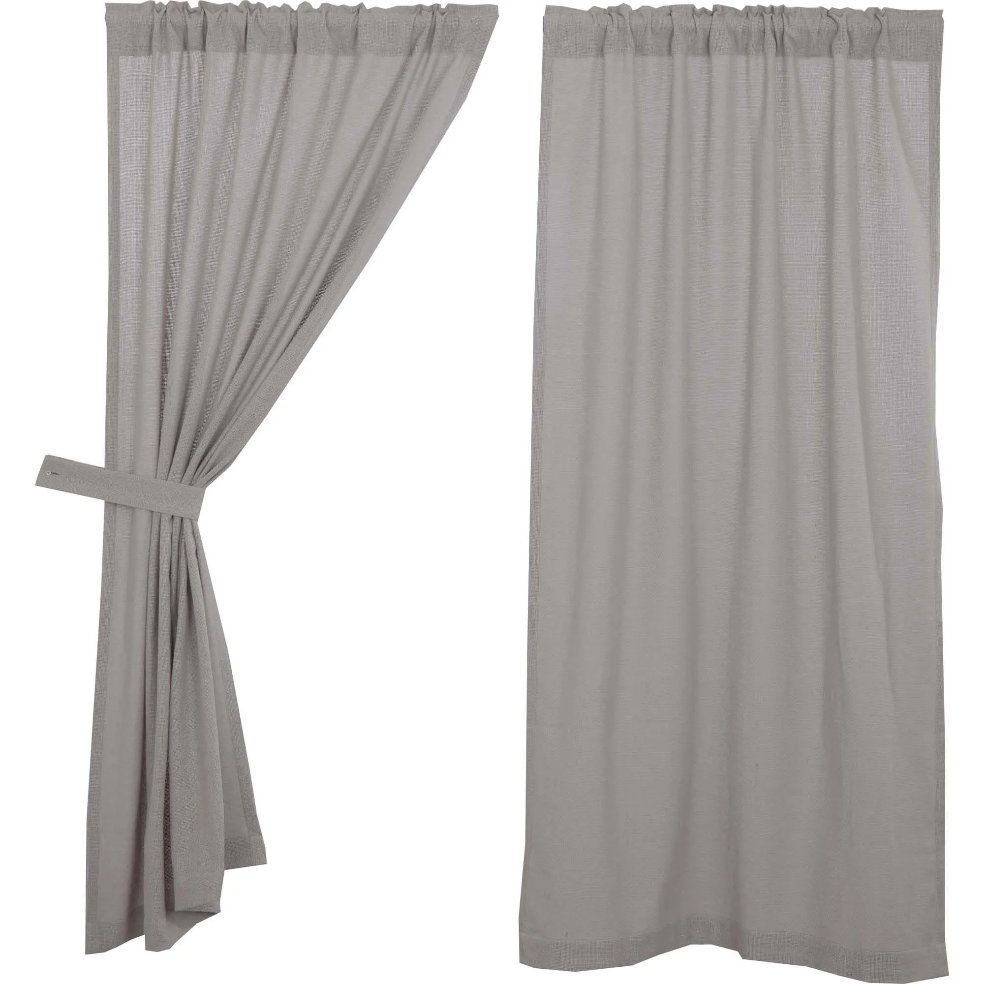 Burlap Dove Grey Short Panel Curtains 63"