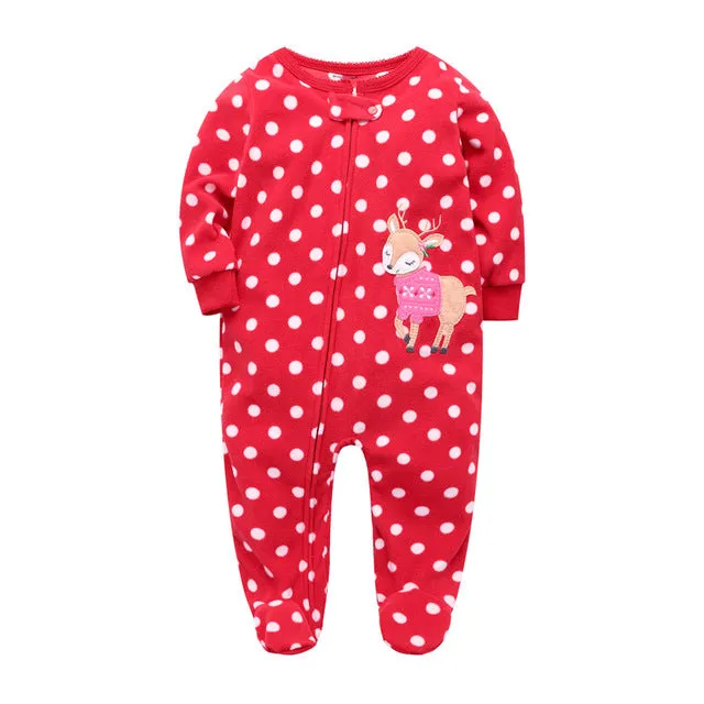 Christmas baby girl clothes , soft fleece kids one pieces