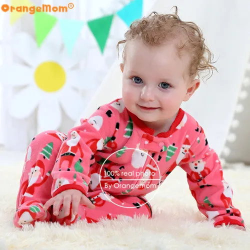 Christmas baby girl clothes , soft fleece kids one pieces