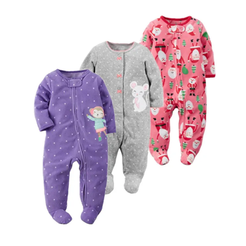 Christmas baby girl clothes , soft fleece kids one pieces