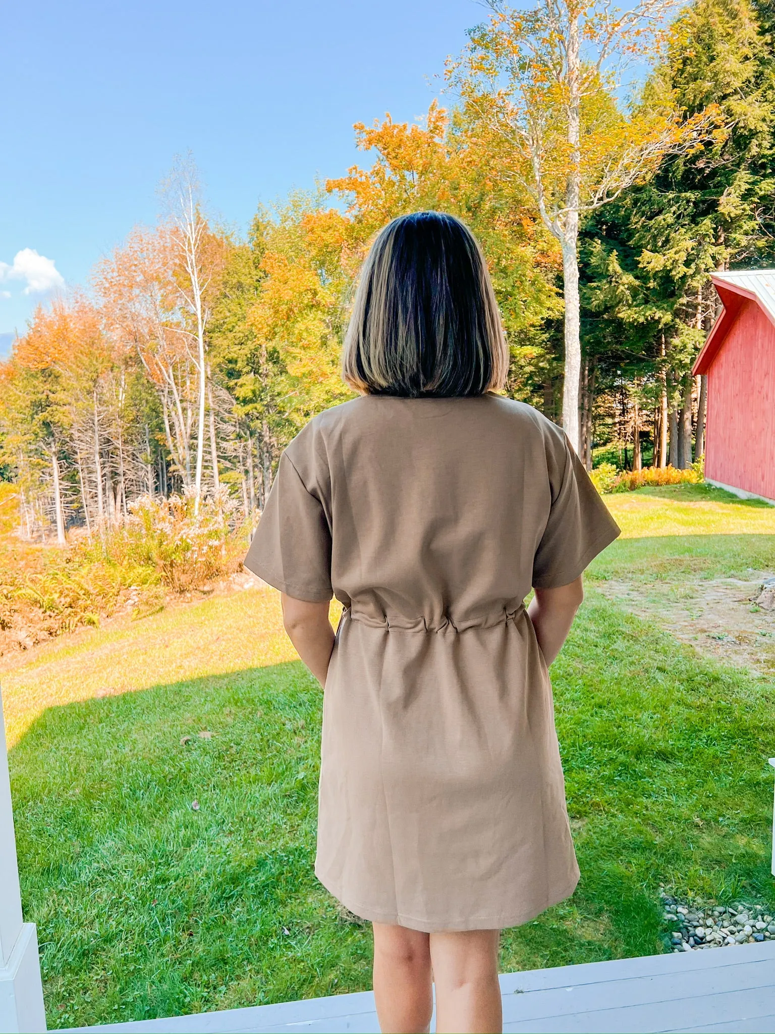 Cool Evenings Mini Dress - Light Mocha