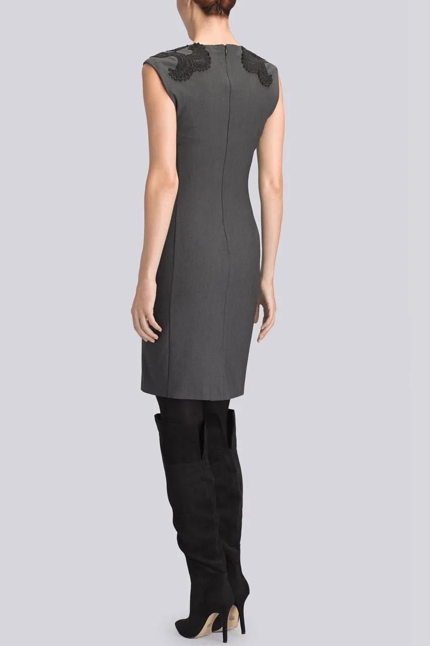 Cool Wool Lace Applique Dress
