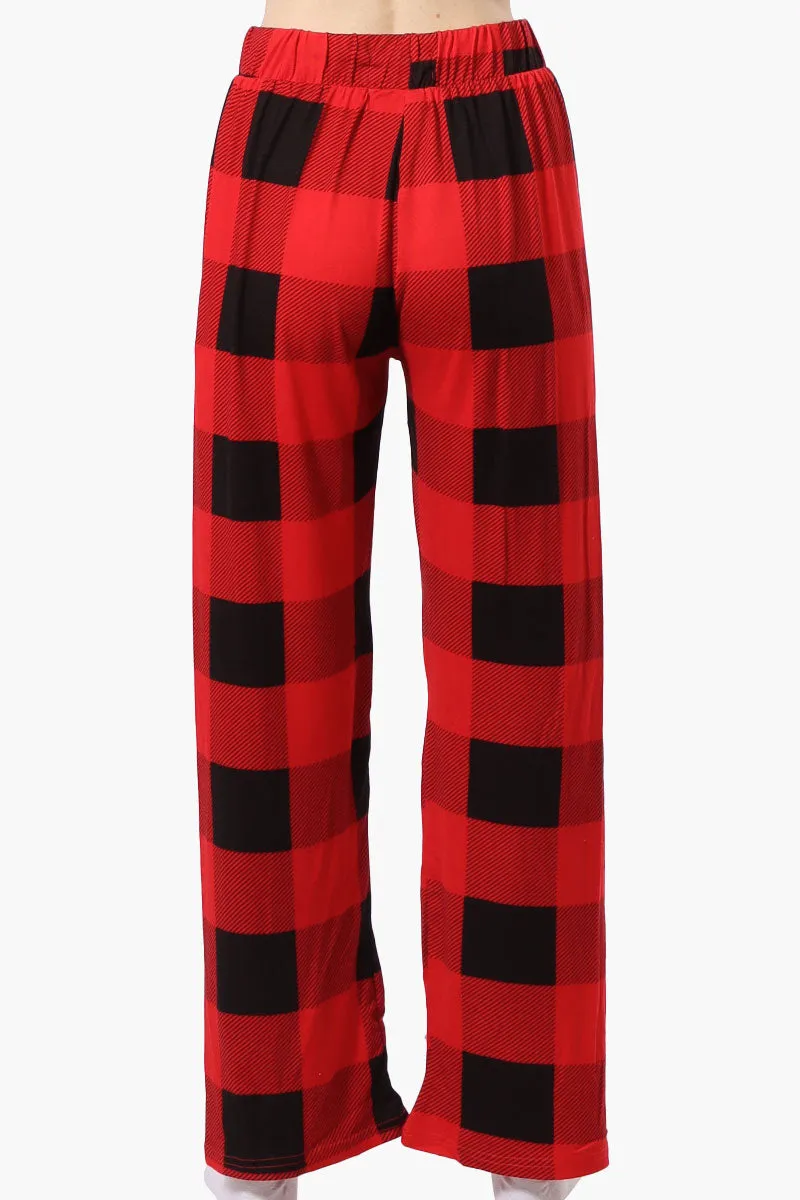 Cuddly Canuckies Plaid Wide Leg Pajama Pants - Red