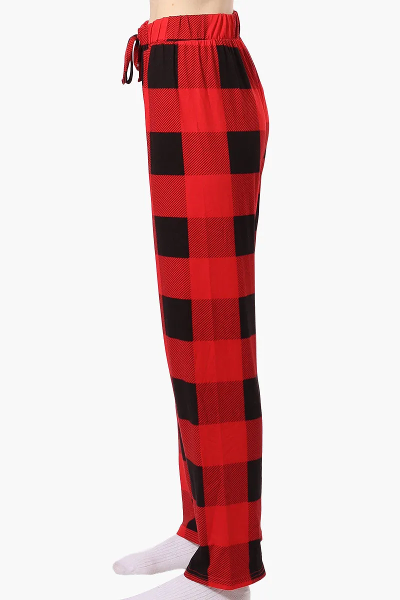 Cuddly Canuckies Plaid Wide Leg Pajama Pants - Red