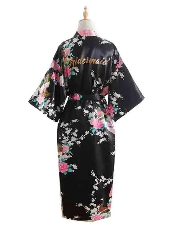 Elegant Print Flower Bride Bridesmaid Robes | Bridelily