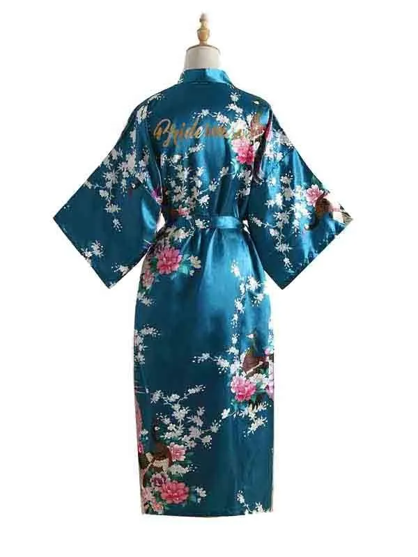 Elegant Print Flower Bride Bridesmaid Robes | Bridelily
