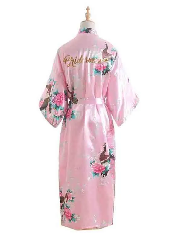 Elegant Print Flower Bride Bridesmaid Robes | Bridelily