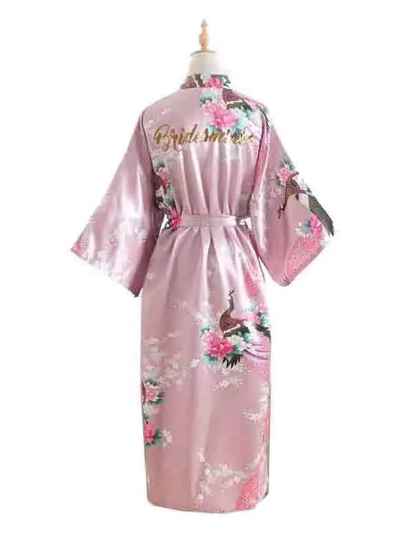 Elegant Print Flower Bride Bridesmaid Robes | Bridelily
