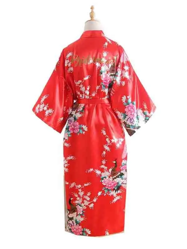 Elegant Print Flower Bride Bridesmaid Robes | Bridelily