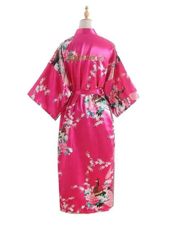 Elegant Print Flower Bride Bridesmaid Robes | Bridelily