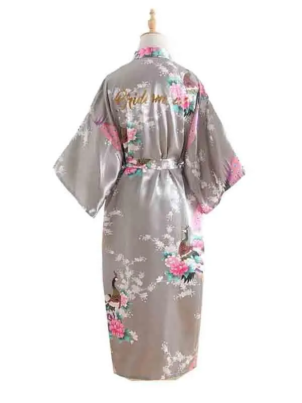 Elegant Print Flower Bride Bridesmaid Robes | Bridelily