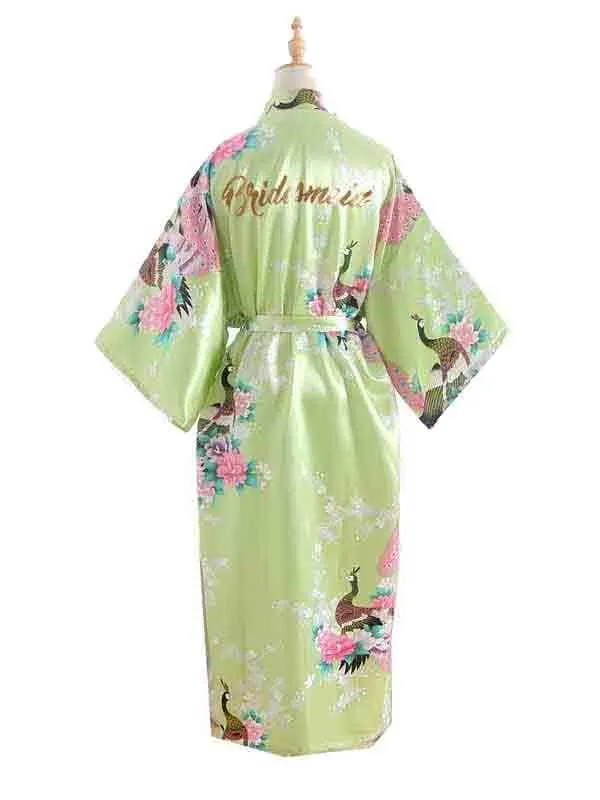 Elegant Print Flower Bride Bridesmaid Robes | Bridelily