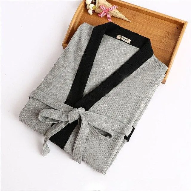 Fashion Bathrobe 2019 Plus Size Cotton V Neck Nightgown For Men Sashes Long Sleeve Men Robes Autumn Winter Ds5082