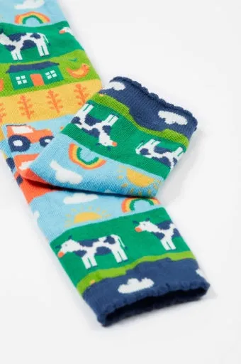 Frugi Little Knitted Leggings - Farm Fair Isle/Tractor