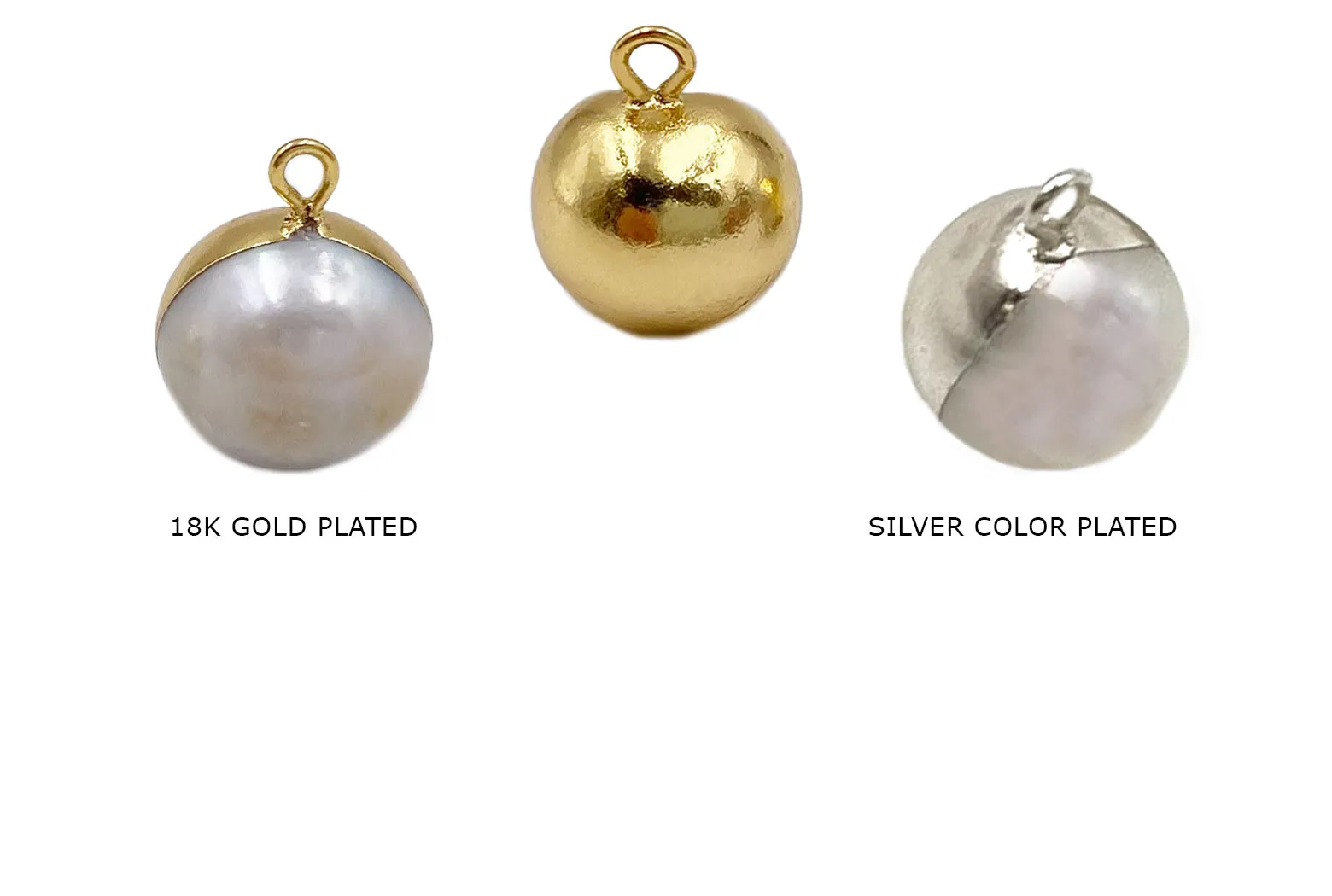 FWP1120 Round Pearl Charm Half 18k Gold Plated Healf Pearl