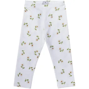 Girls White Daisy Leggings