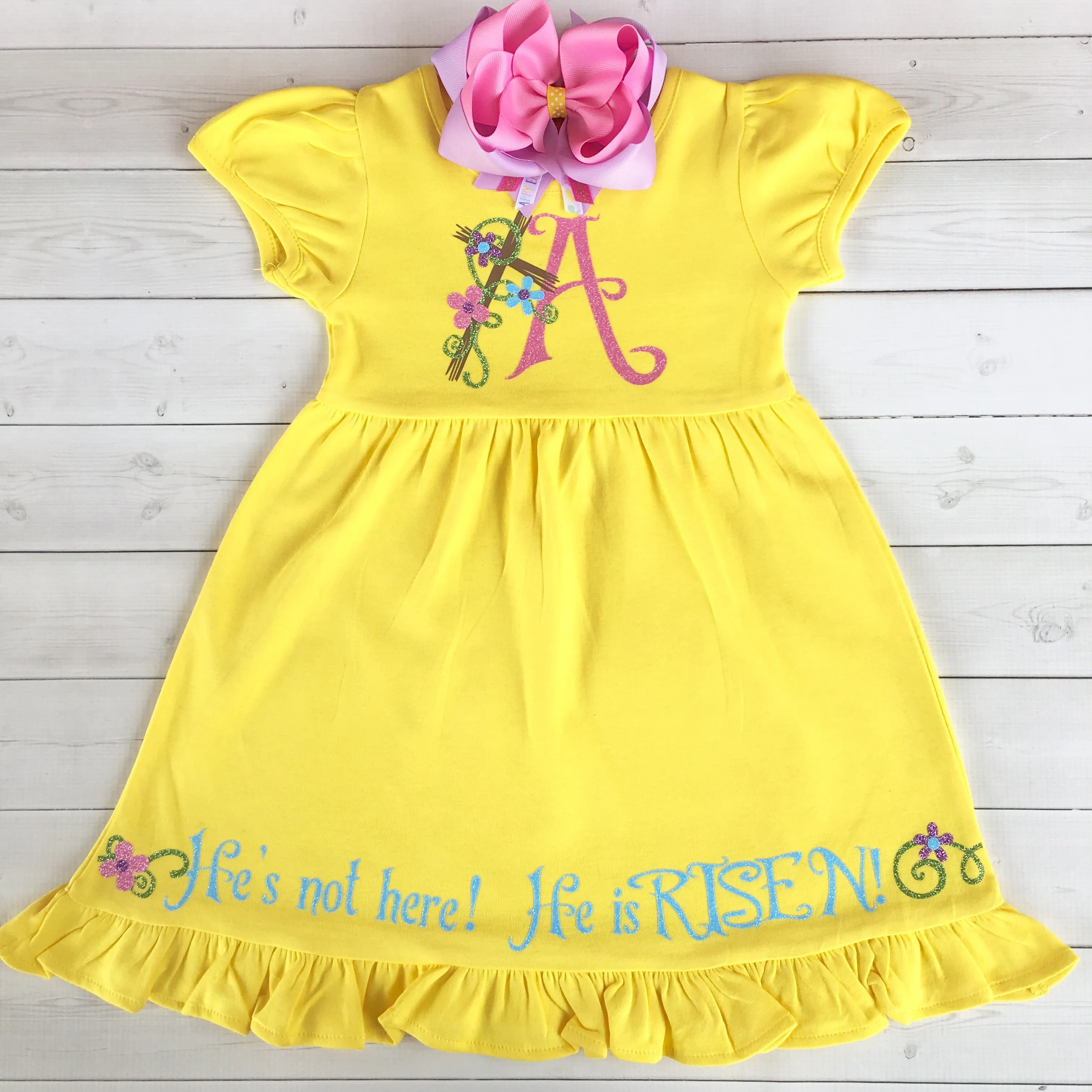 He Is Risen Easter Glitter Vinyl Dress