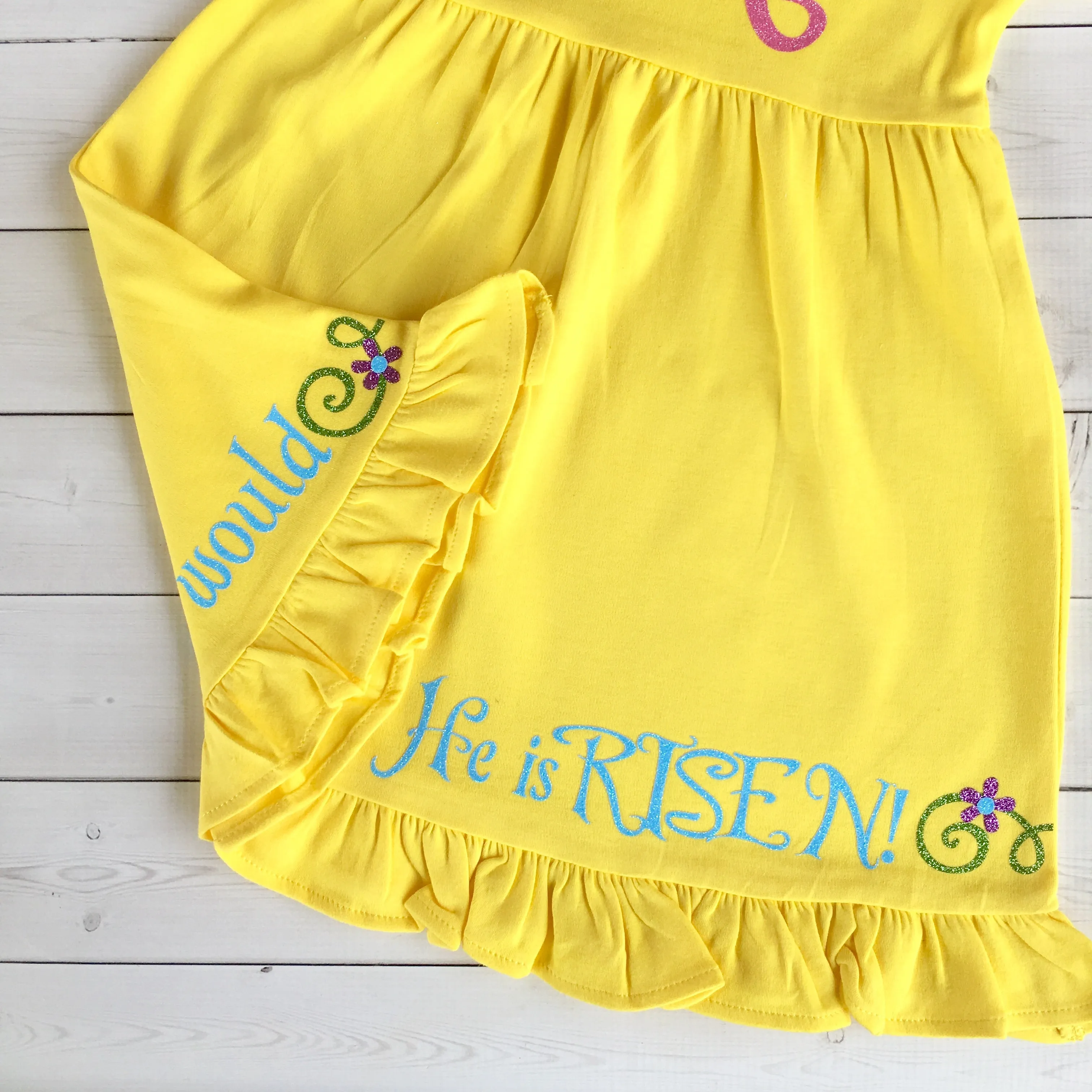 He Is Risen Easter Glitter Vinyl Dress