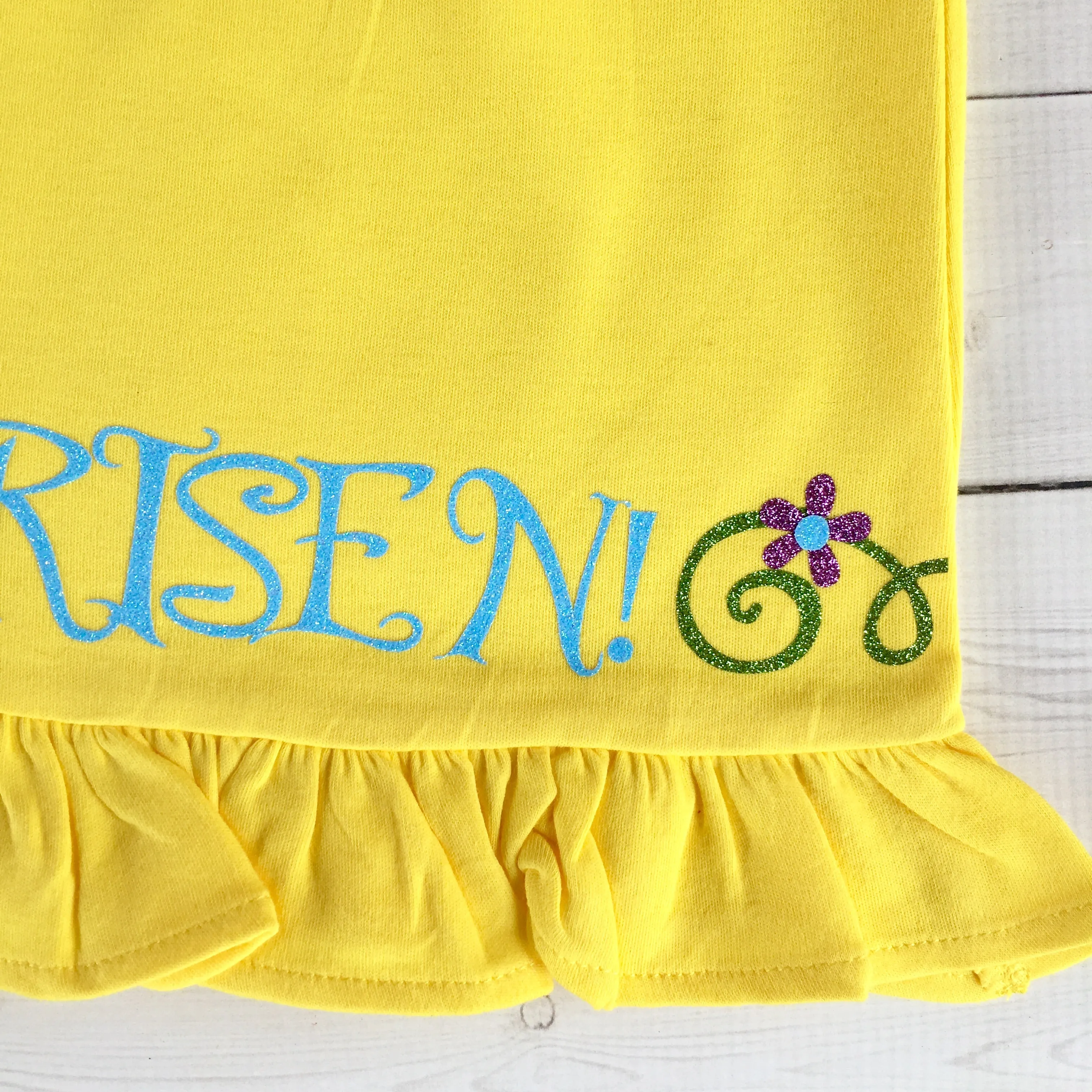 He Is Risen Easter Glitter Vinyl Dress