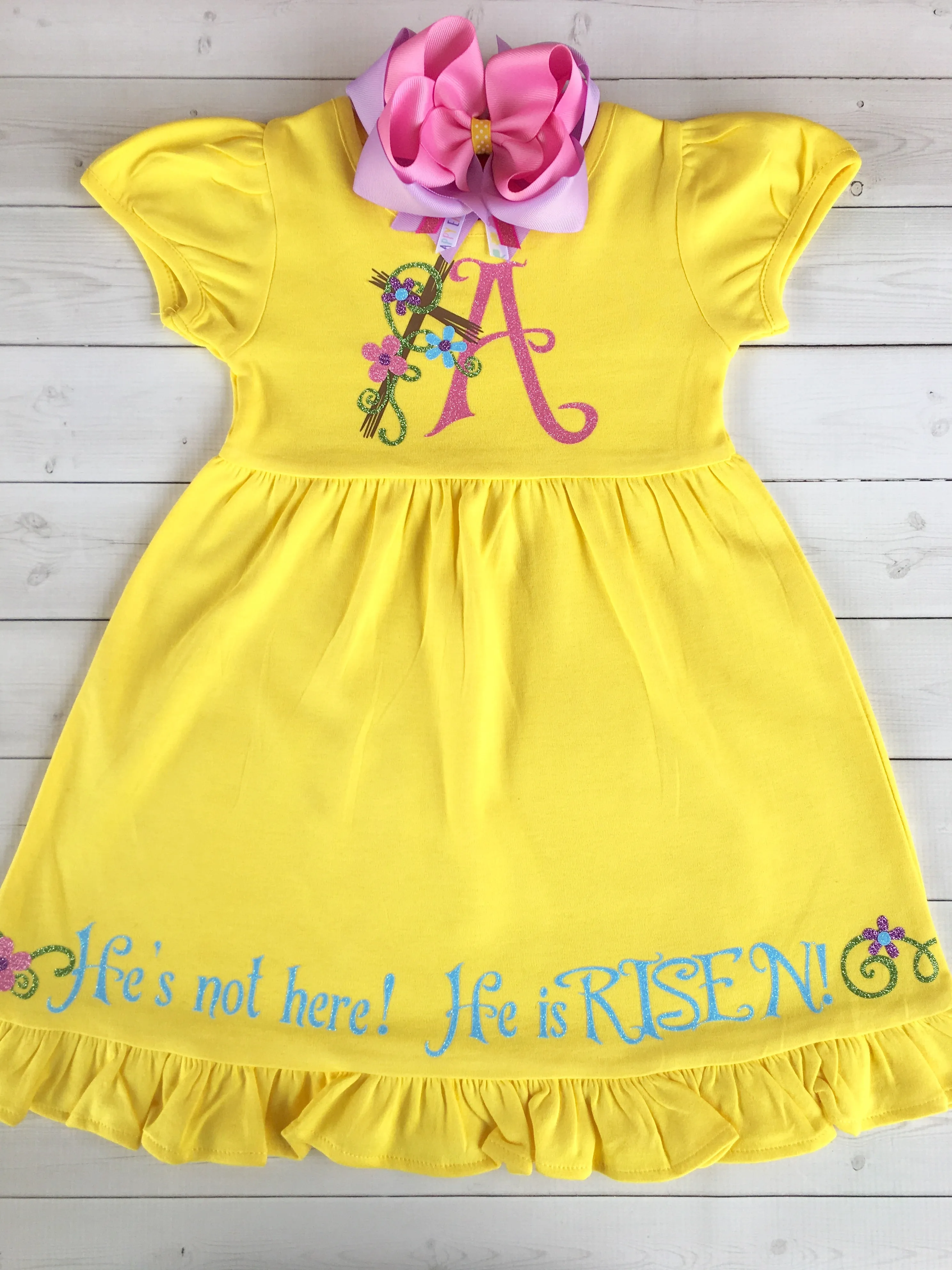 He Is Risen Easter Glitter Vinyl Dress