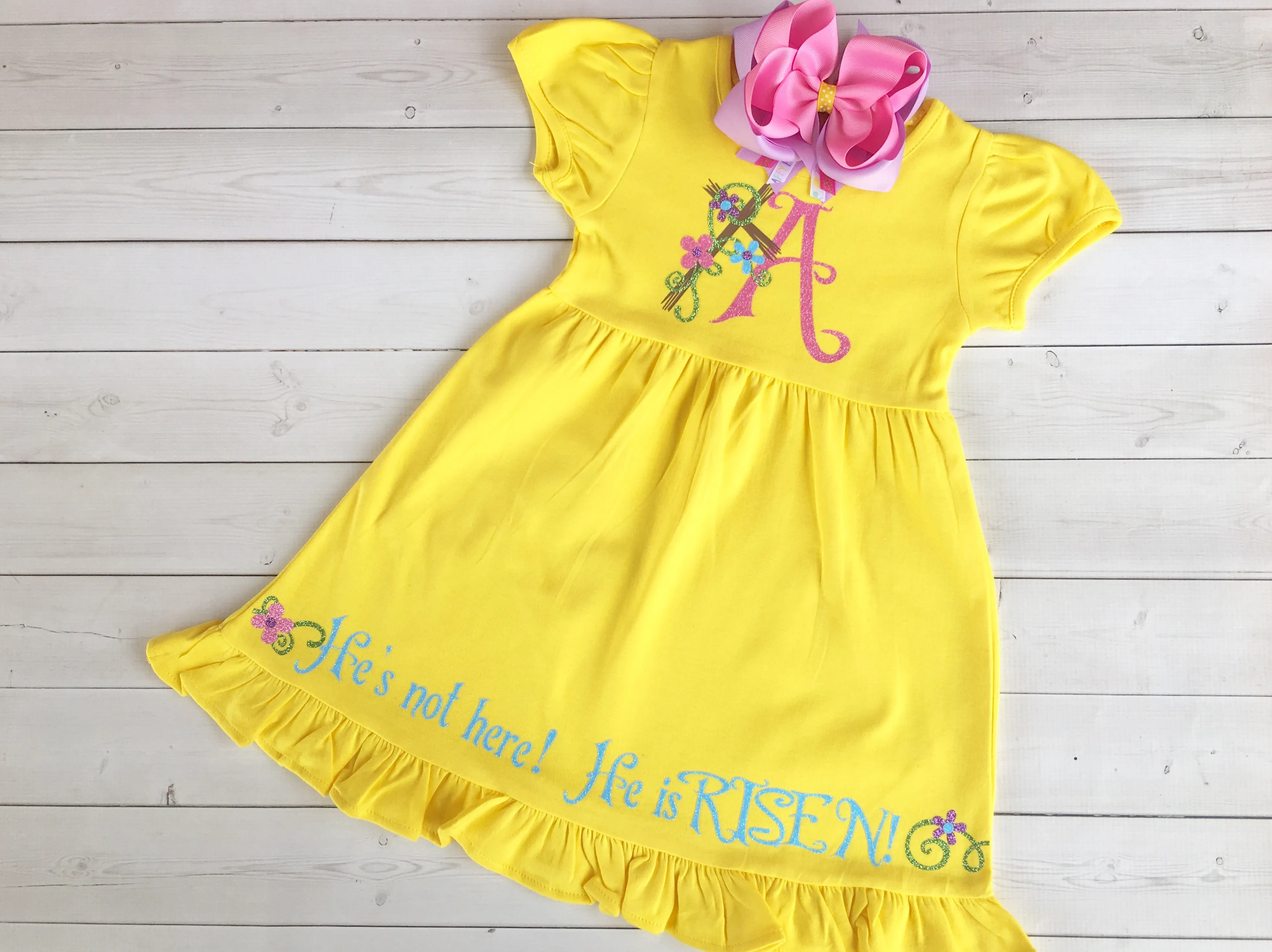 He Is Risen Easter Glitter Vinyl Dress