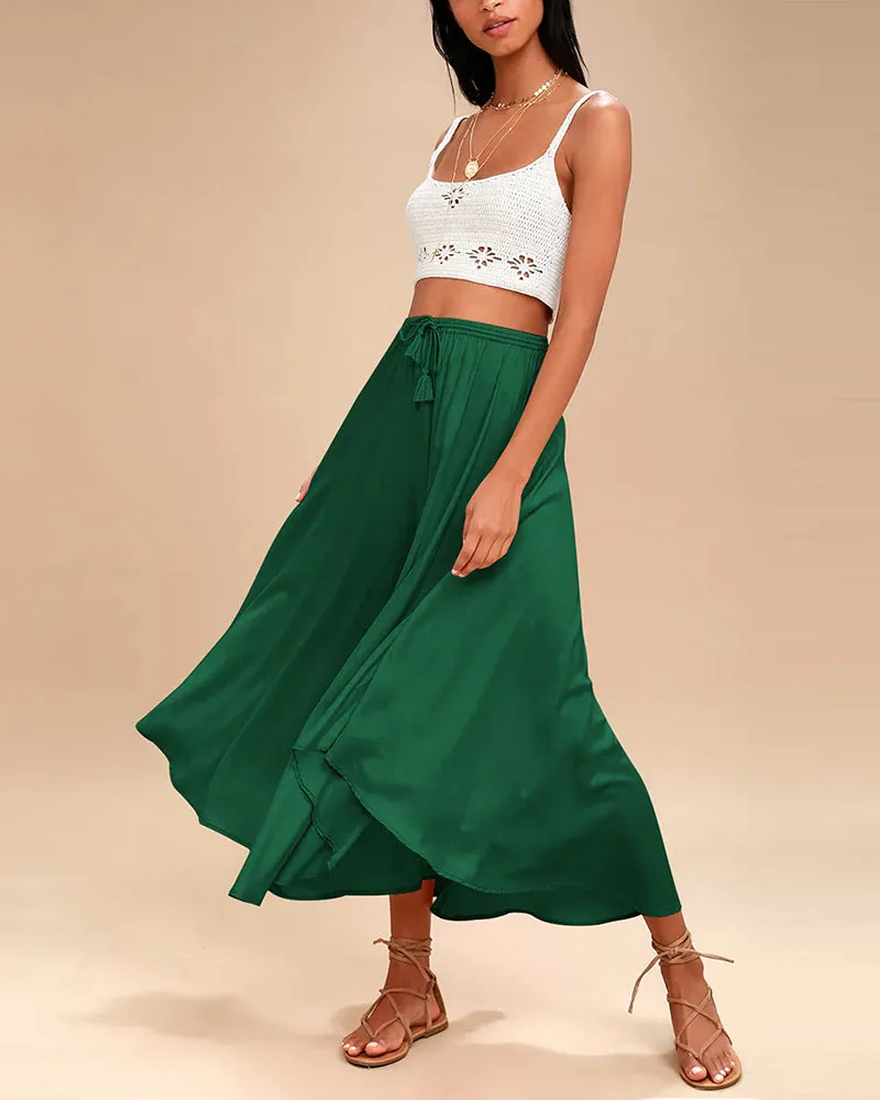 High Waisted Flowy Elastic Skirts , Lightweight Long Skirts - Zeagoo (Us Only)
