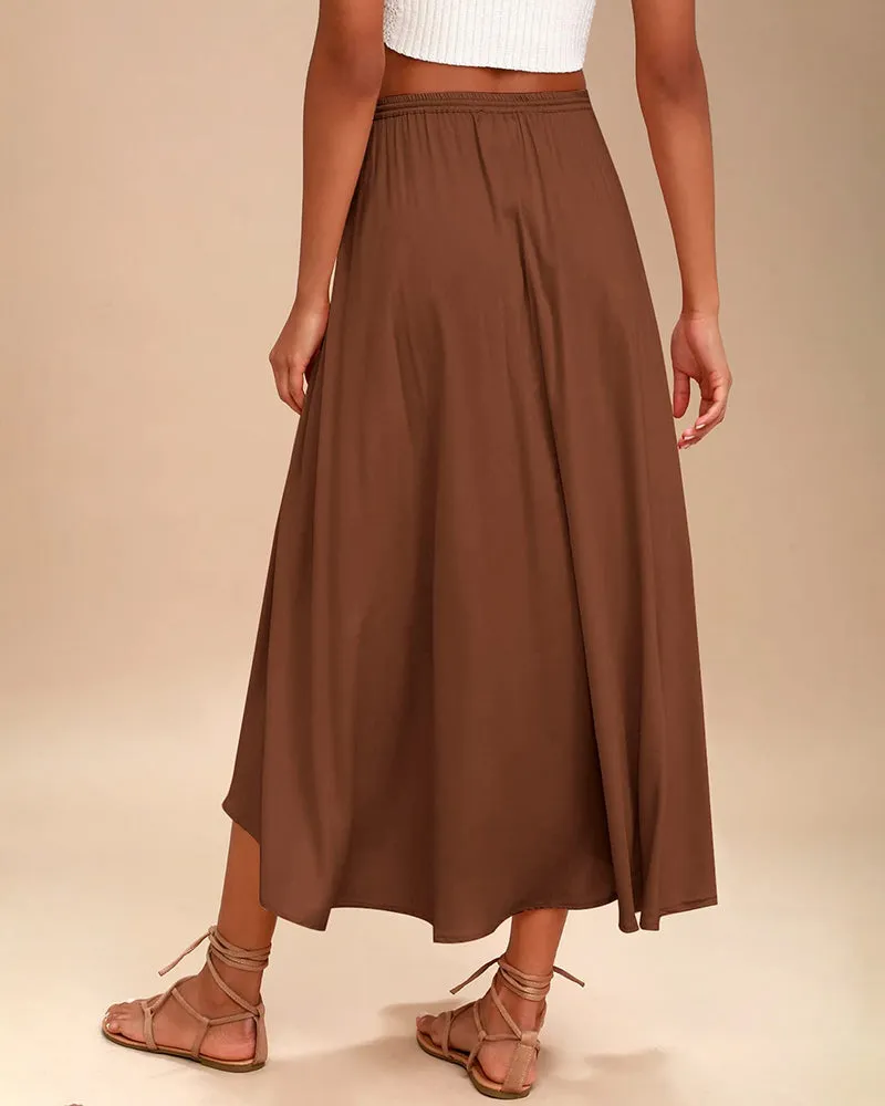 High Waisted Flowy Elastic Skirts , Lightweight Long Skirts - Zeagoo (Us Only)