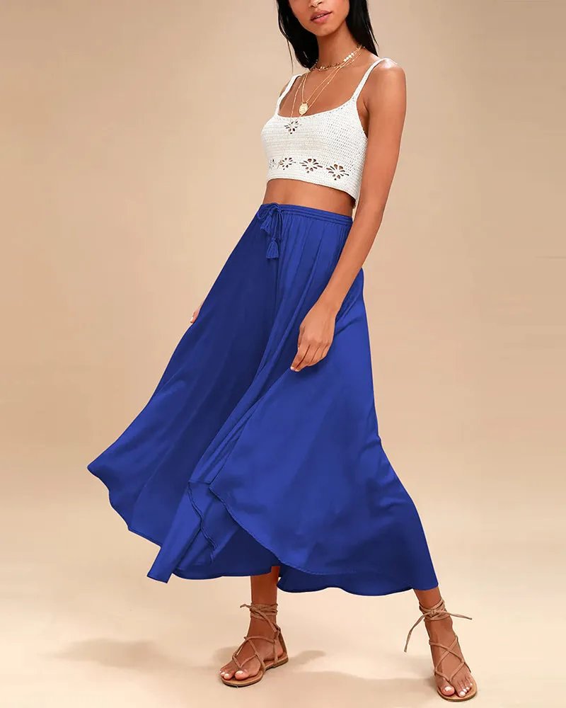 High Waisted Flowy Elastic Skirts , Lightweight Long Skirts - Zeagoo (Us Only)
