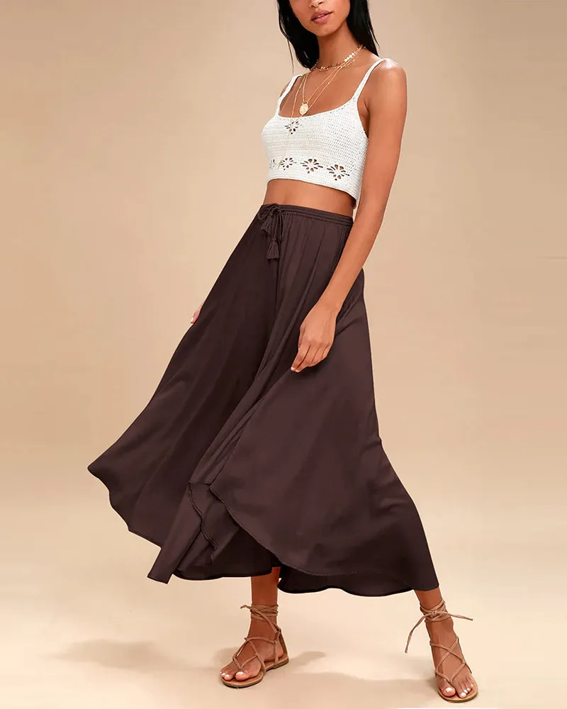 High Waisted Flowy Elastic Skirts , Lightweight Long Skirts - Zeagoo (Us Only)