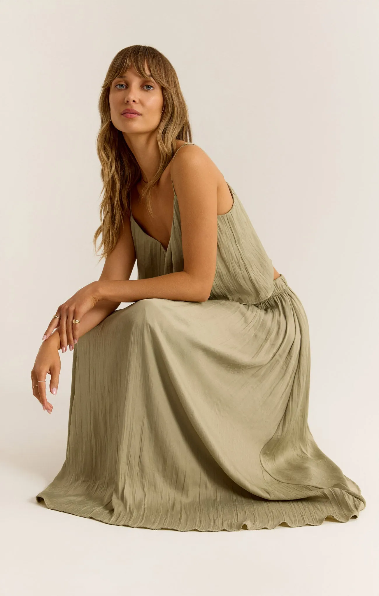 Kahleese Luxe Sheen Midi Skirt