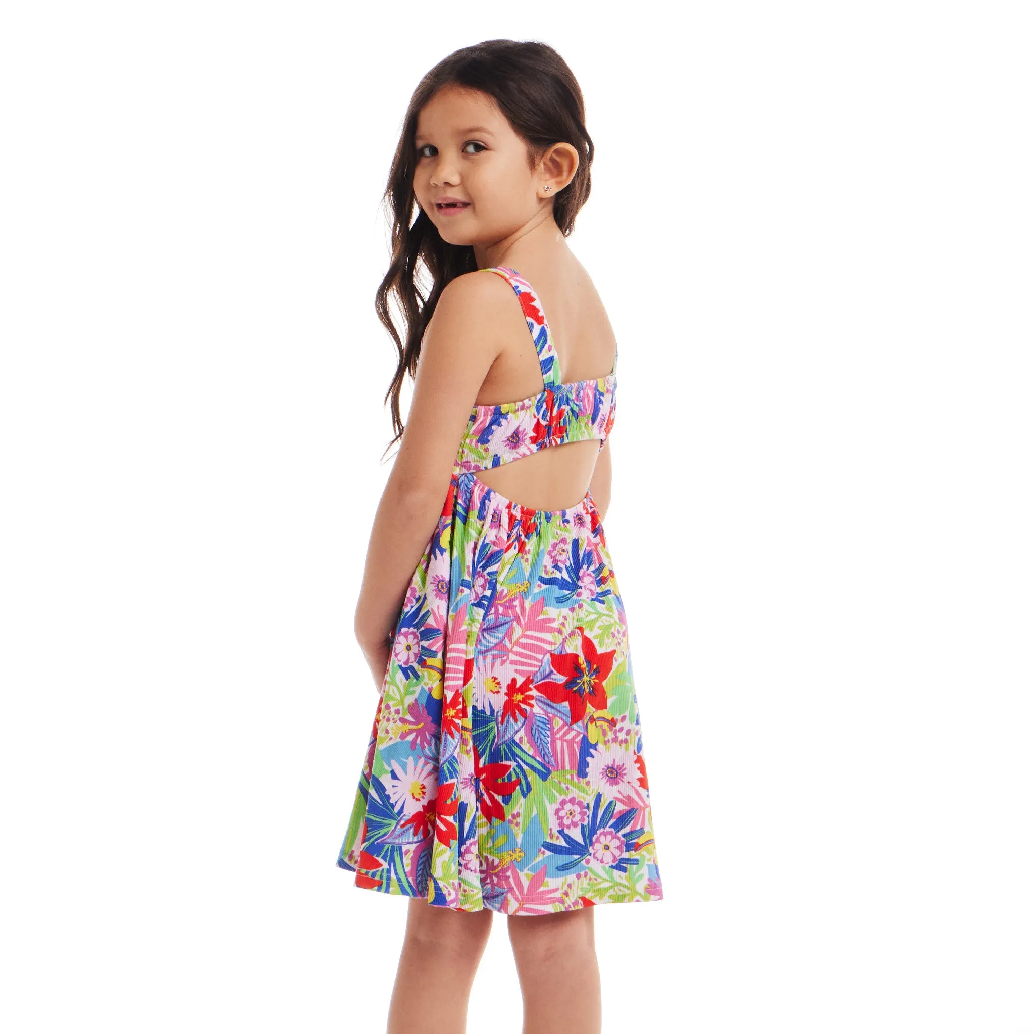 Kids (2-6x) Rib Knit Dress w/ Back Cutout | Tropical