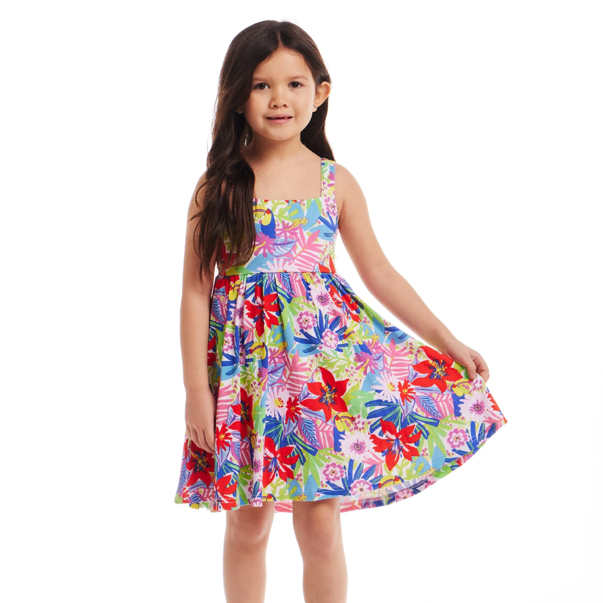 Kids (2-6x) Rib Knit Dress w/ Back Cutout | Tropical