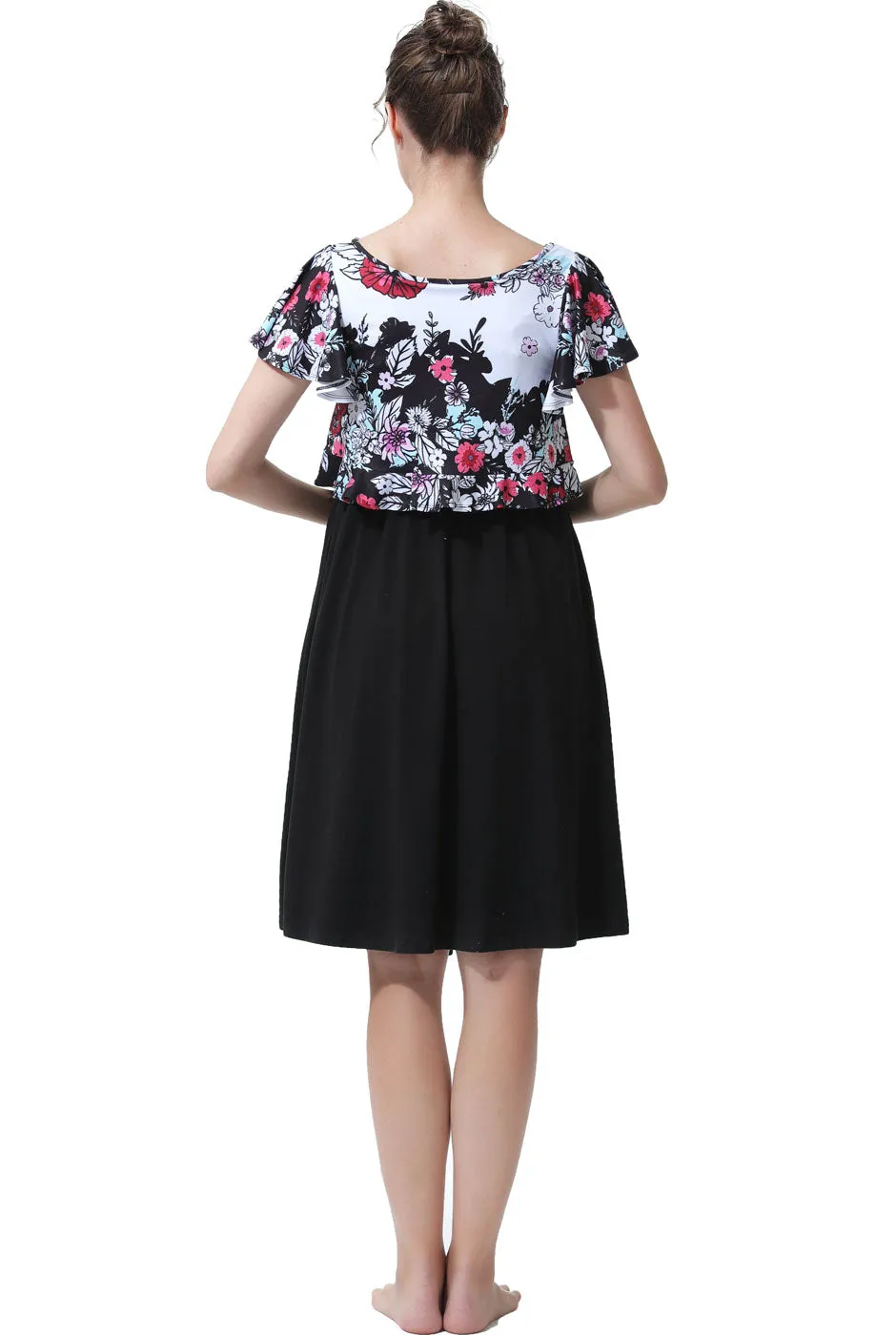 Kimi   Kai Maternity "Gini" Nursing Soft Bra Insert Pajama Dress