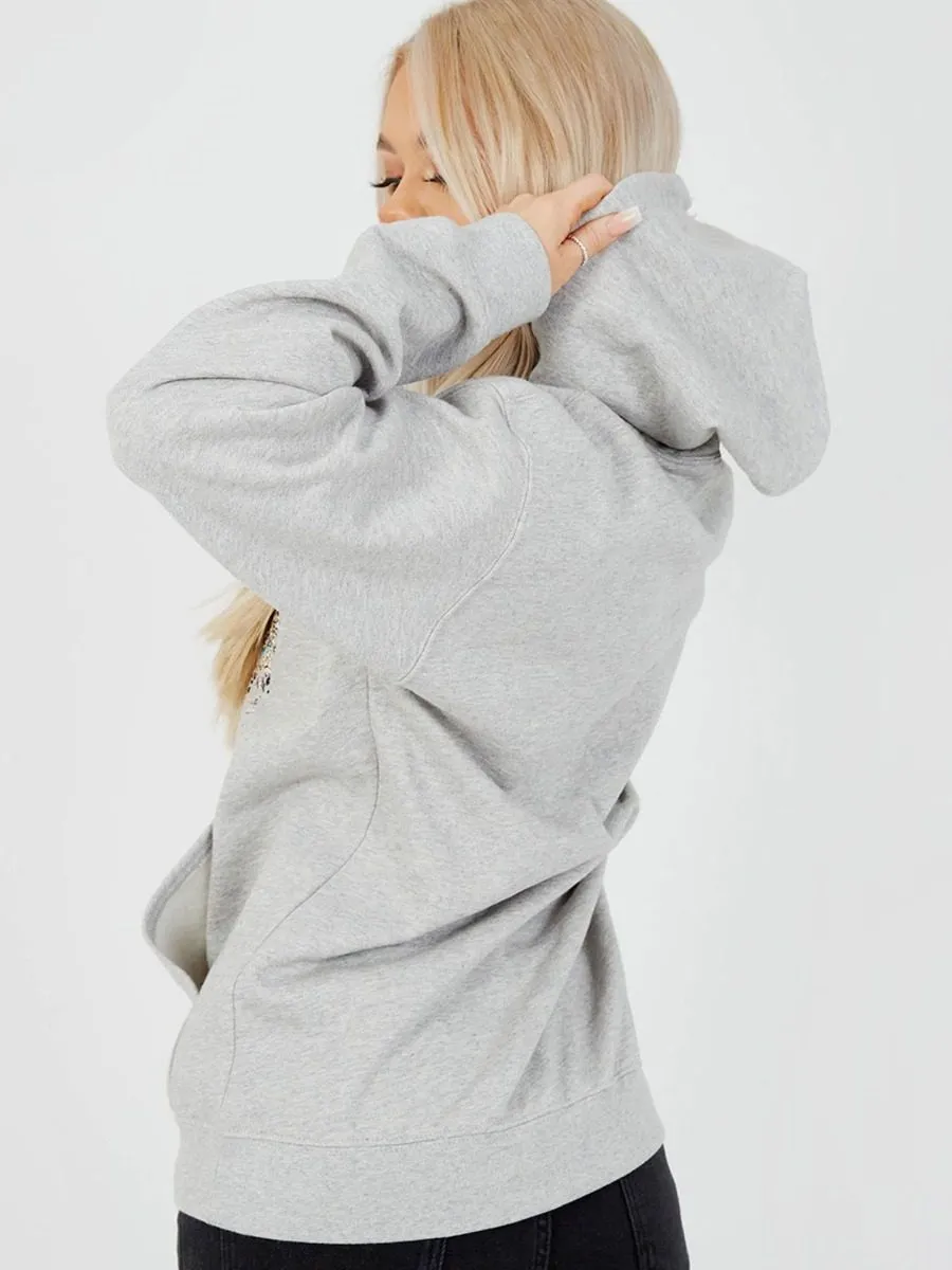 Nancy Shut Up Graphic Fleeced Hoodie In Grey