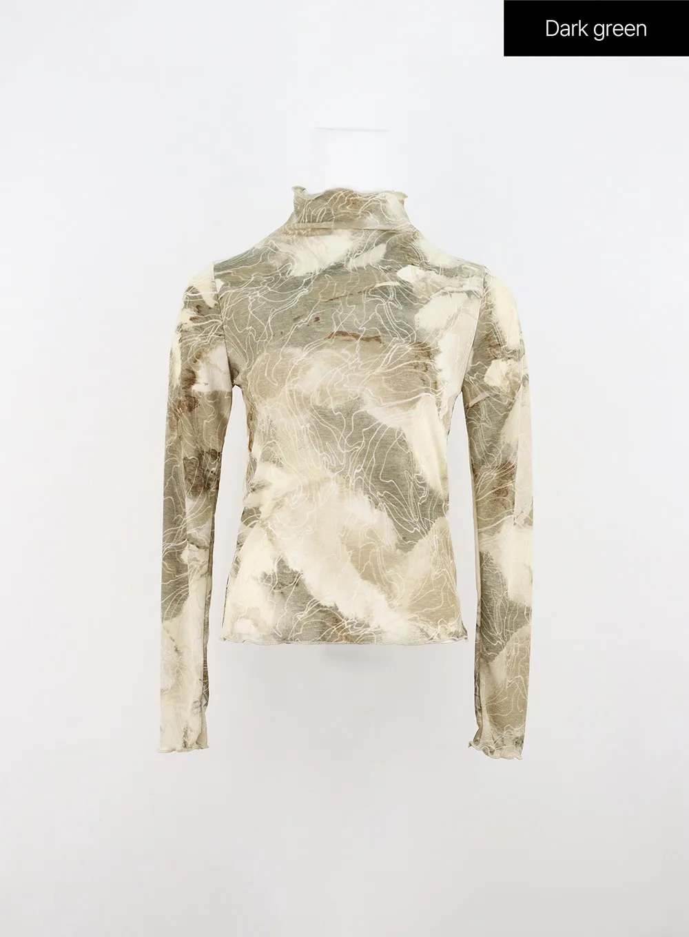 Printed Mesh Long Sleeve Top IN308