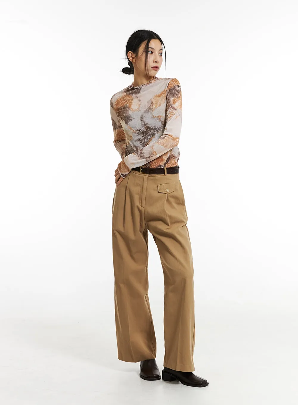 Printed Mesh Long Sleeve Top IN308